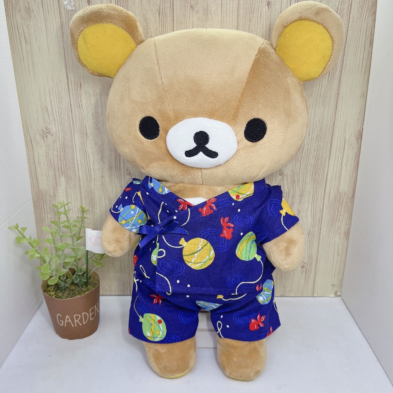 Mサイズ　甚平さんセット　リラックマのお洋服　ヨーヨー柄