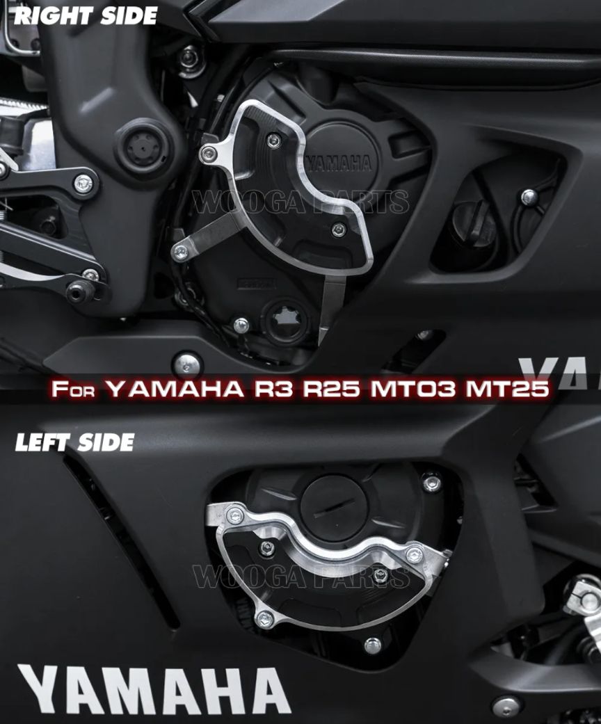 YAMAHA YZF-R25 フレームスライダーエンジンガード(レッド-シルバーR25