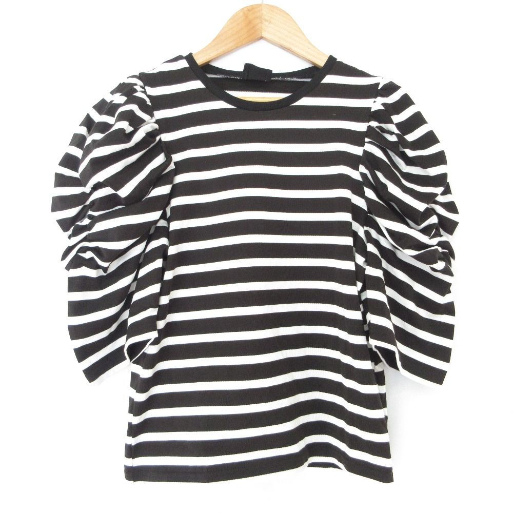 24SS KEITAMARUYAMA ケイタマルヤマ Parisienne border Tシャツ ボーダー柄 カットソー 7-2422630 サイズ1 シロクロ レディース 古着
