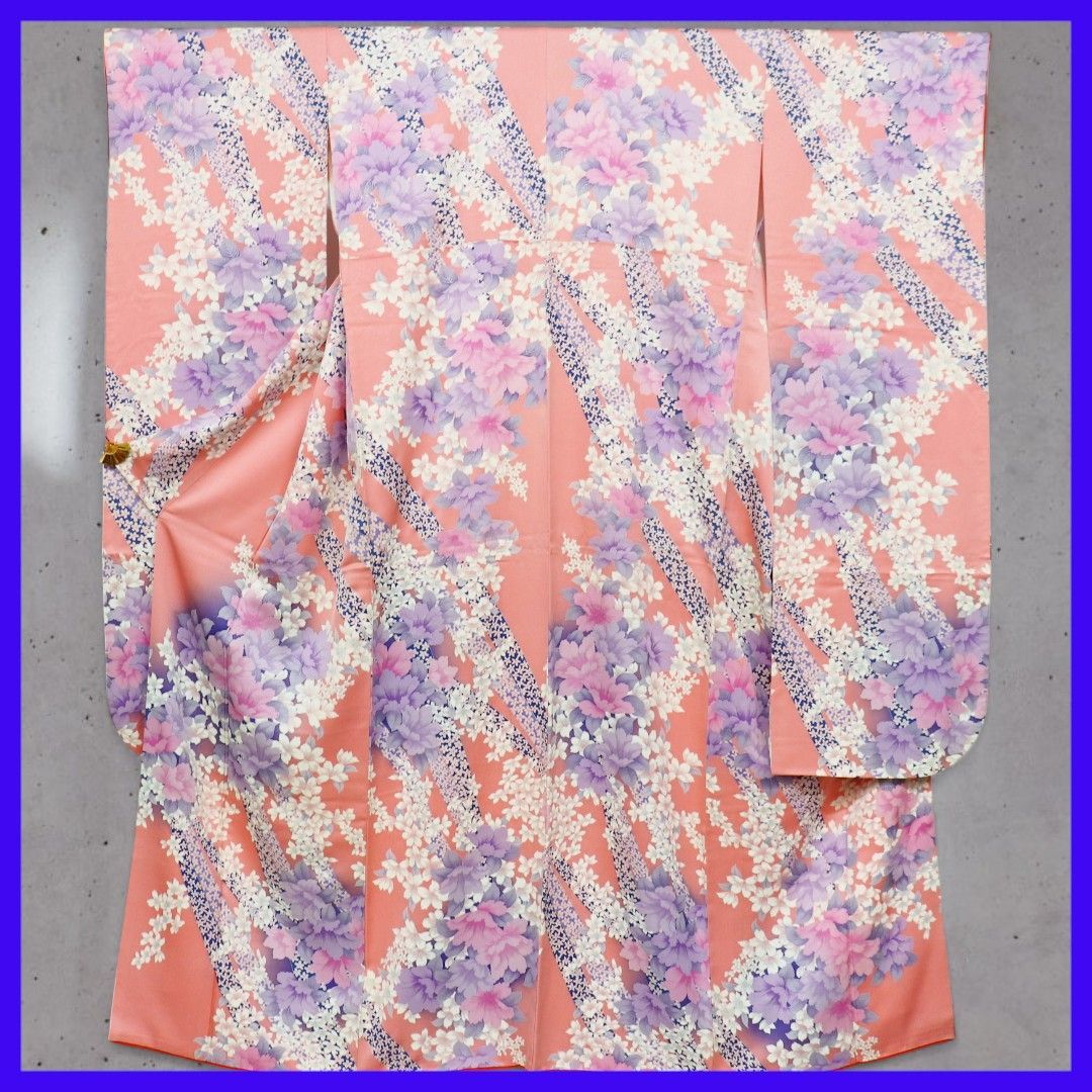 三日月とうさぎ a0702 振袖 正絹 フラワーシャワー 小紋柄 成人式 袴上