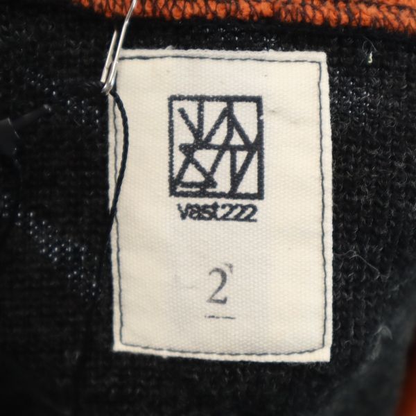 新品 バースト222 19AW バイカラー　Vネック  ニット ベスト 2 黒×オレンジ vast222 日本製 メンズ 【210303】