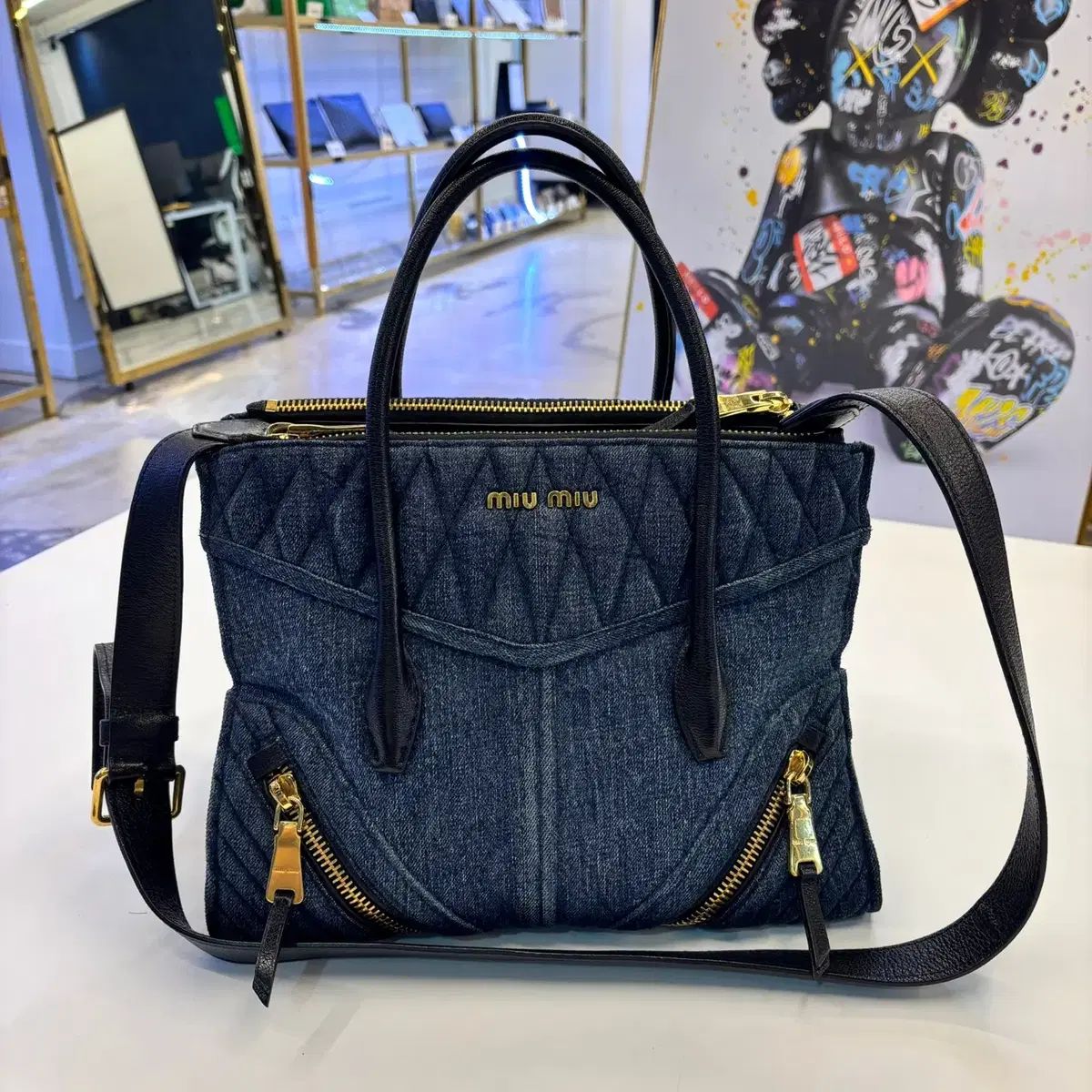正規品 MIU MIU(ミュウミュウ) デニム ツーウェイバッグ 2WAYバッグ 