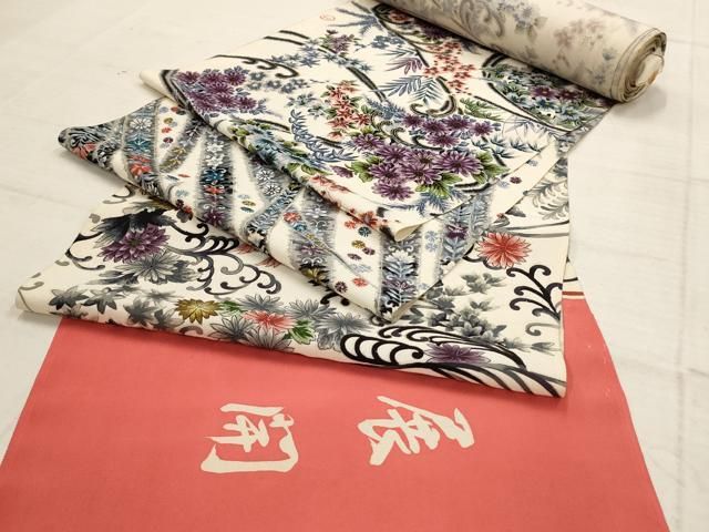 平和屋着物▽柄見本 反物 展開 金銀彩 丹後ちりめん 正絹 逸品