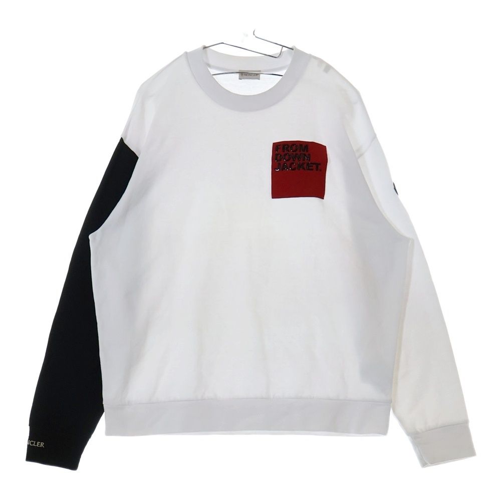 MONCLER ホワイト トレーナー MONCLER (モンクレール) 19SS ベルクロ ラバーワッペンロゴ プル