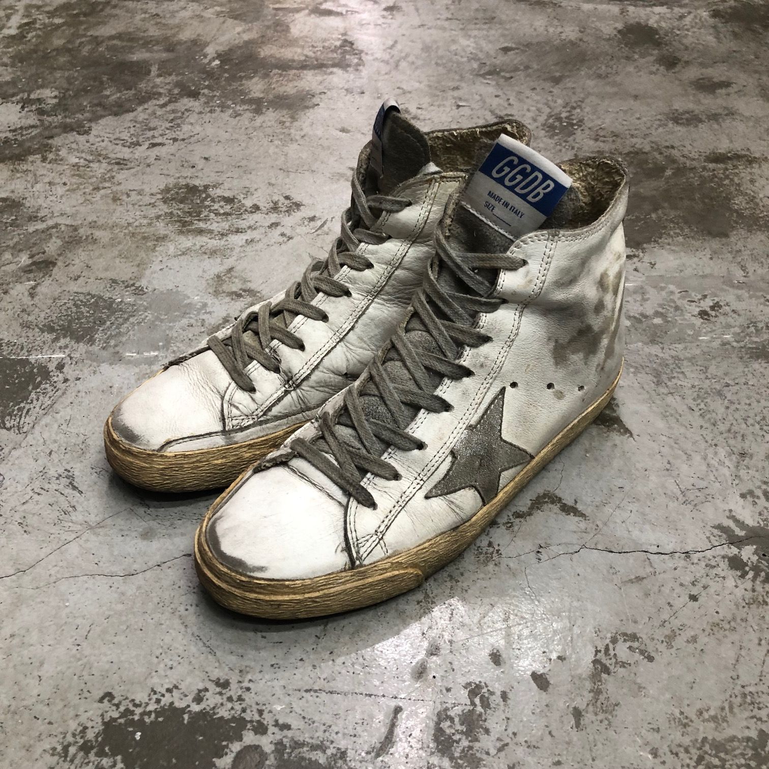 GOLDEN GOOSE FRANCY ヴィンテージ加工 サイドジップ ハイカット スニーカー ゴールデングース 37 74442A1 - メルカリ