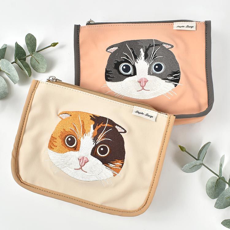 激レアねこパネル生地　ハンドメイド　ミニバック　布バスケット Legato Largo パスケース リール付き 猫 レガートラルゴ 定期