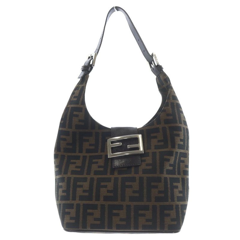 フェンディ FENDI キャンバス ズッカ柄 ワンショルダーバッグ ハンドバッグ 茶色