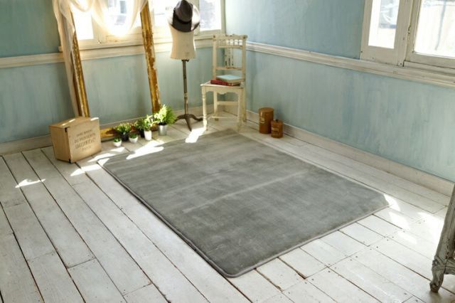 低反発高反発フランネルラグマット LM-101 190×190cm (TOS) ストーングレー【代引不可】