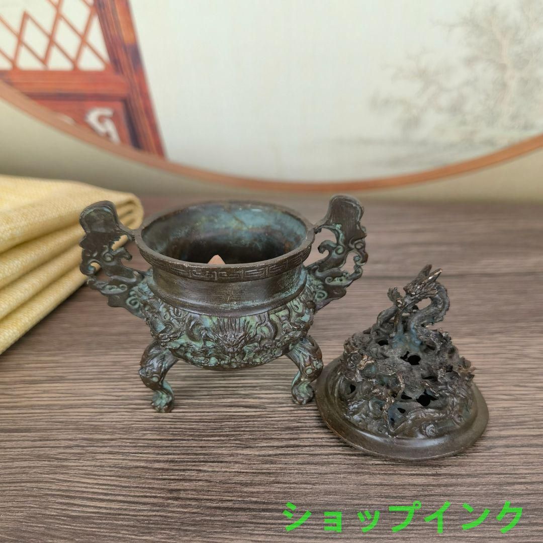 銅器 香炉 竜炉 香道具 装飾品 工芸品 置物 銅 細工 香道具 蓋置 竜紋炉 香炉 装飾品 工芸品 美術品 置物