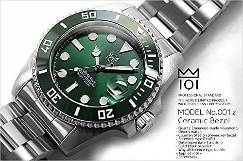 101 No.1 Z ヒャクイチ ダイバーズウォッチ 20気圧防水 セラミックベゼル グリーングリーン