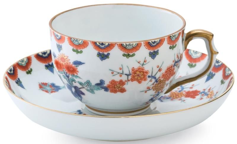 有田焼 賞美堂本店 色絵梅菊文 紅茶碗皿 S-3096