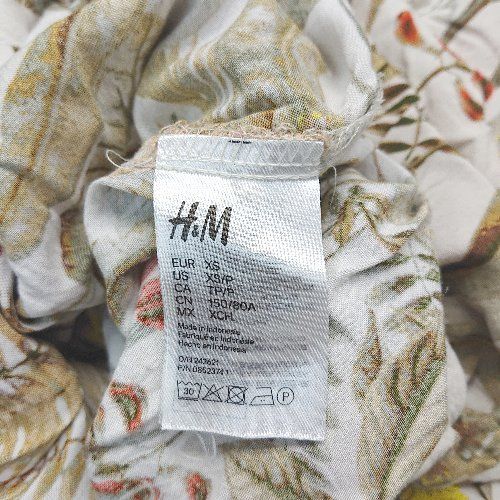 ◇ H&M ボタニカル ウエストマーク 薄手 半袖 ロング丈 ワンピース