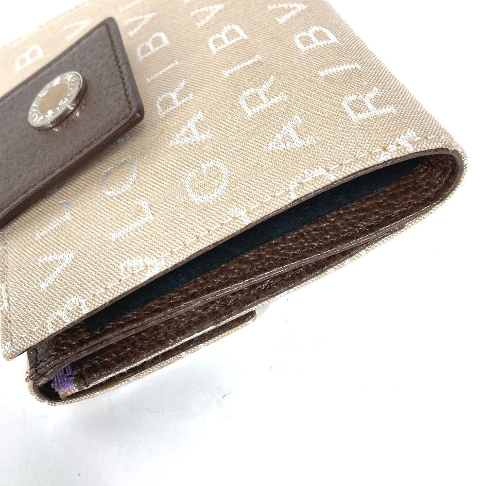 美品 BVLGARI ロゴマニア キャンバス×レザー 二つ折り 財布 ブルガリ BVLGARI 二つ折り財布 ロゴマニア キャンバス/レザー