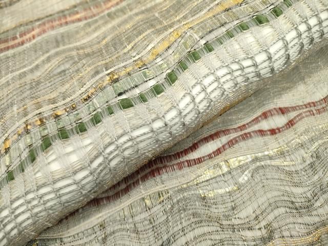 平和屋着物○太鼓柄袋帯 スリーシーズン帯 春 夏 秋 すくい織 抽象