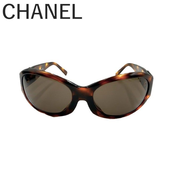 シャネル CHANEL サングラス サイドロゴ付き べっ甲 ブラウン系 箱付き