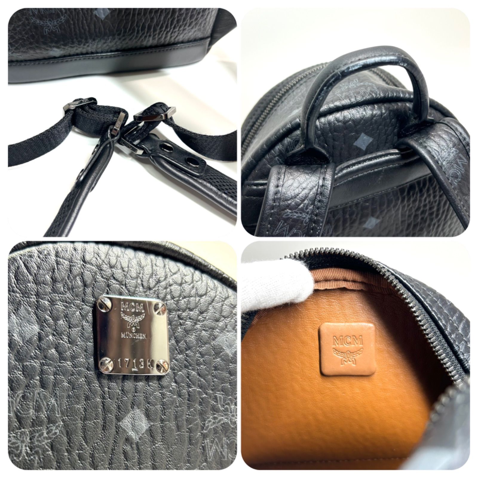 MCM エムシーエム ミニ リュック バックパック スタッズ レディース 黒 