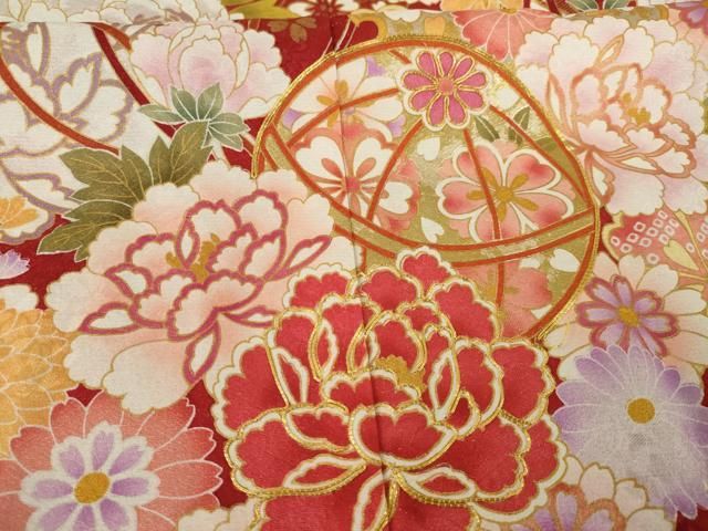 平和屋着物○豪華振袖 駒刺繍 花鞠文 金彩 金通し地 正絹 逸品