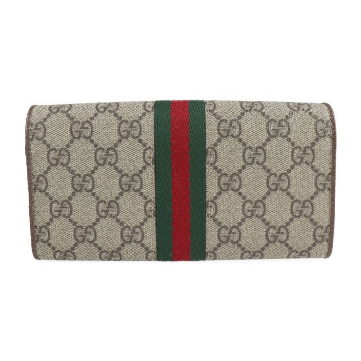 GUCCI グッチ 長財布 546592 PVC レザー ベージュ エボニー ゴールド 