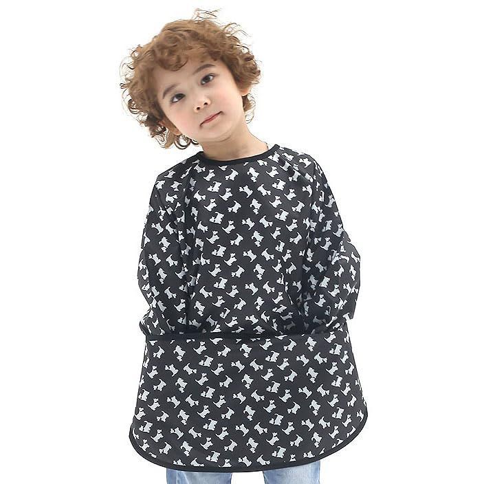 Black W/Puppy_XL [プリエ] 子供用 キッズ ユニセックス 防水 絵画 スモック エプロン1歳-10歳用 (S-XXL size)， Black W/Puppy (52-XL)