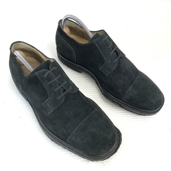 イタリア製 LARIO ラリオ クレープソール|スエード本革|プレーントゥ|デザートブーツ 7|25.5-26.0|黒|BLACK dress shoes◆A-100