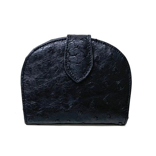 ジャルダンデサック 財布 ITALY製 オーストリッチ 黒 二つ折り JARDIN 