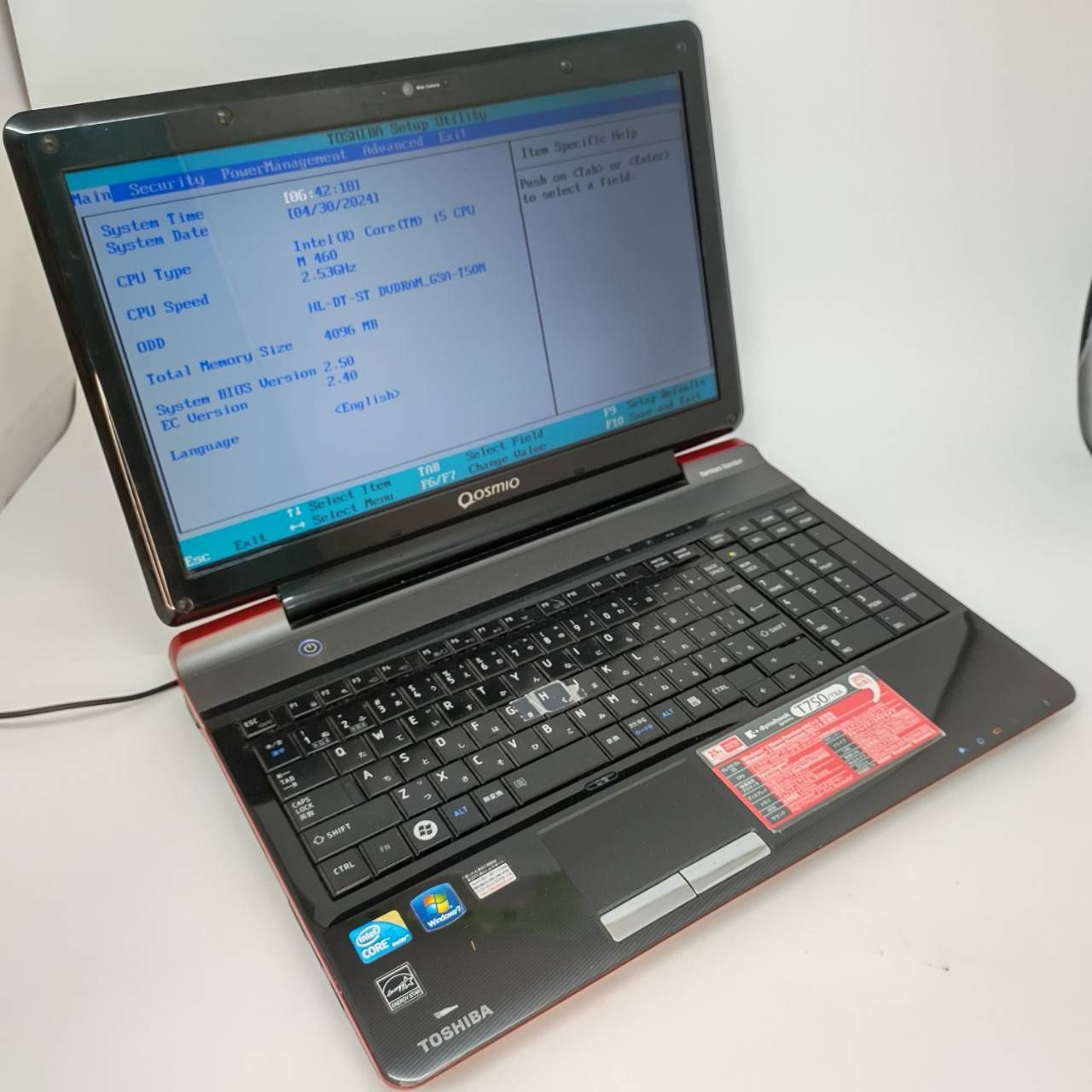 匿名配送　東芝 Dynabook Qosmio T750/T8A i5/4G/ブルーレイ　ジャンク品