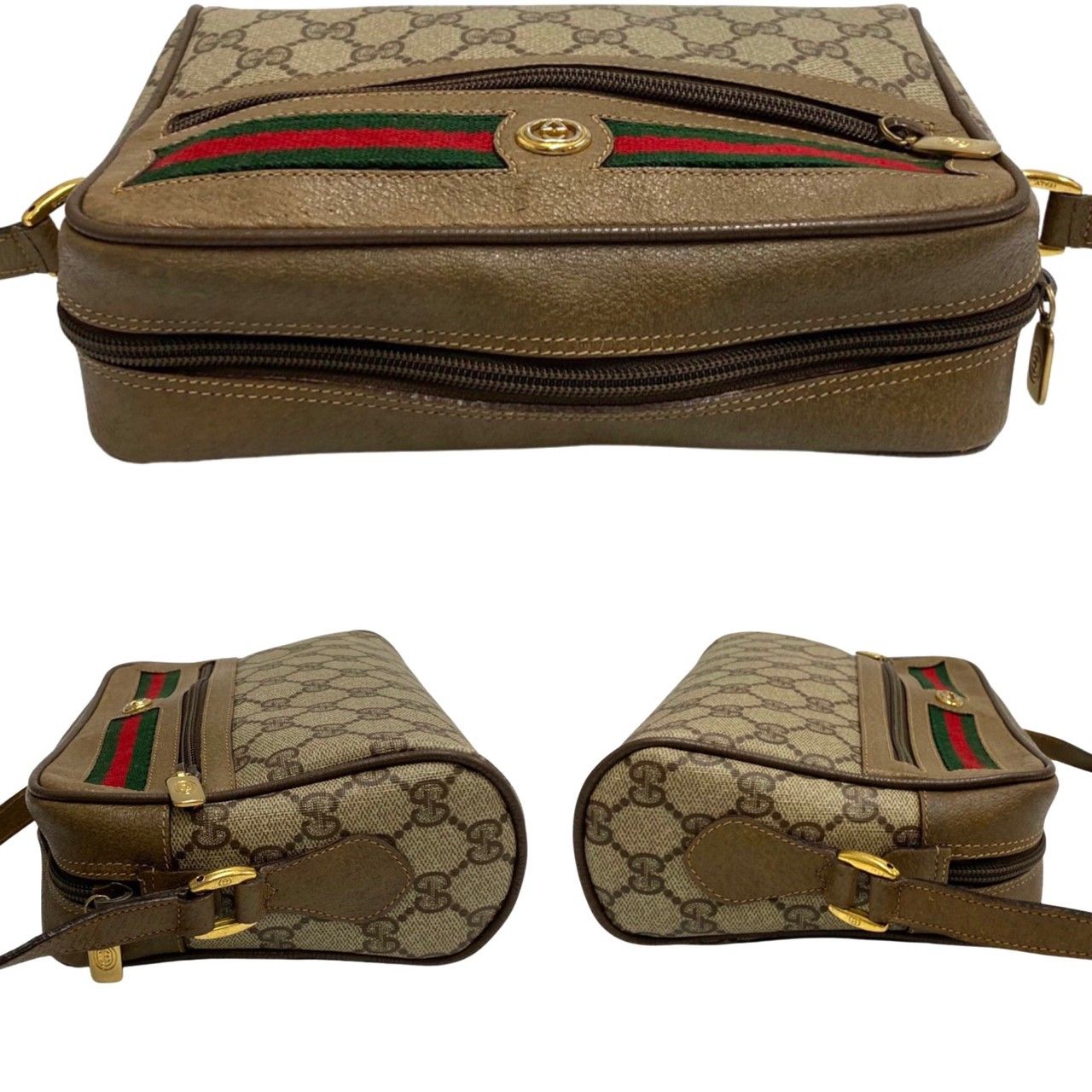 極 美品 GUCCI オールドグッチ ヴィンテージ GG ロゴ 金具 シェリー