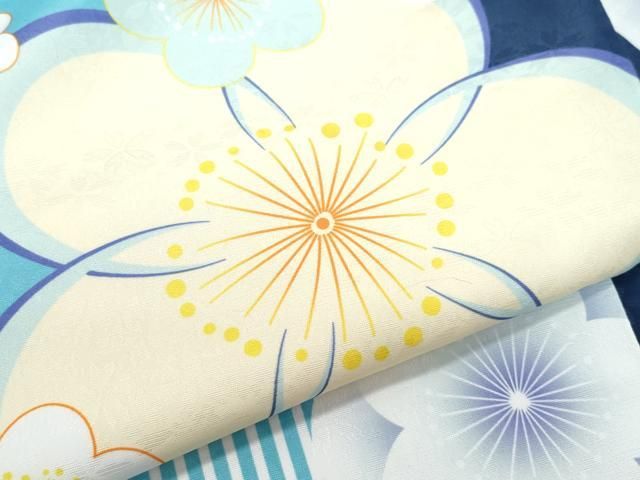 平和屋着物○小振袖 二尺袖・半襦袢セット 舞梅文 半衿刺繍 洗える着物