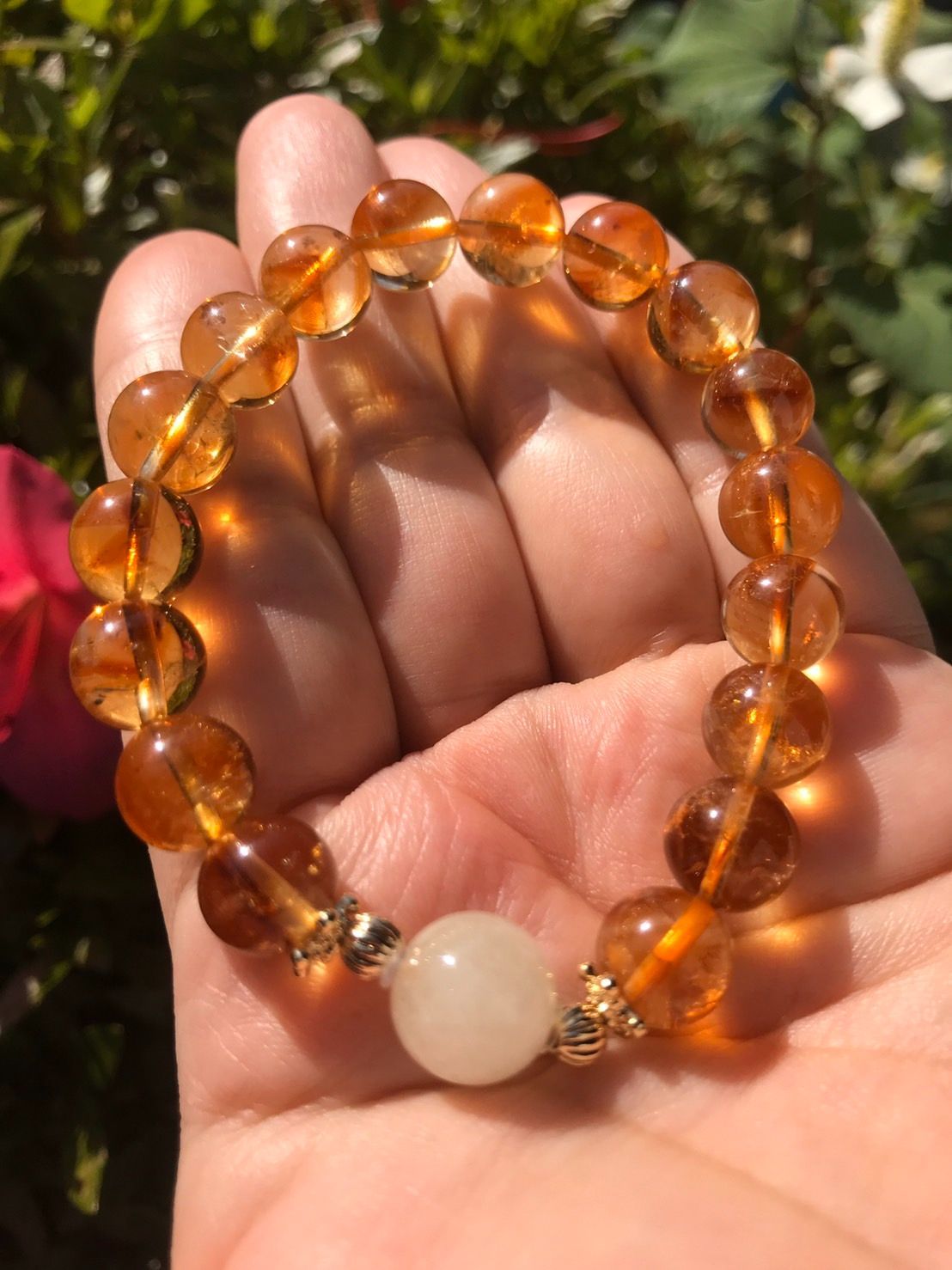 小売 リビアングラス&ファントムシトリンデザインブレスレット