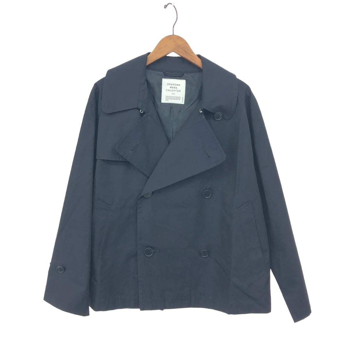 新品同様 GRANDMA MAMA DAUGHTER グランマママドータ ショートトレンチジャケット コート サイズ:1 GJ223330 ネイビー 綿 240001141777