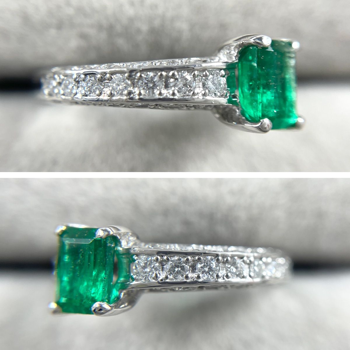 Pt900 天然エメラルド 0.600ct ダイヤモンド 0.31ct リング