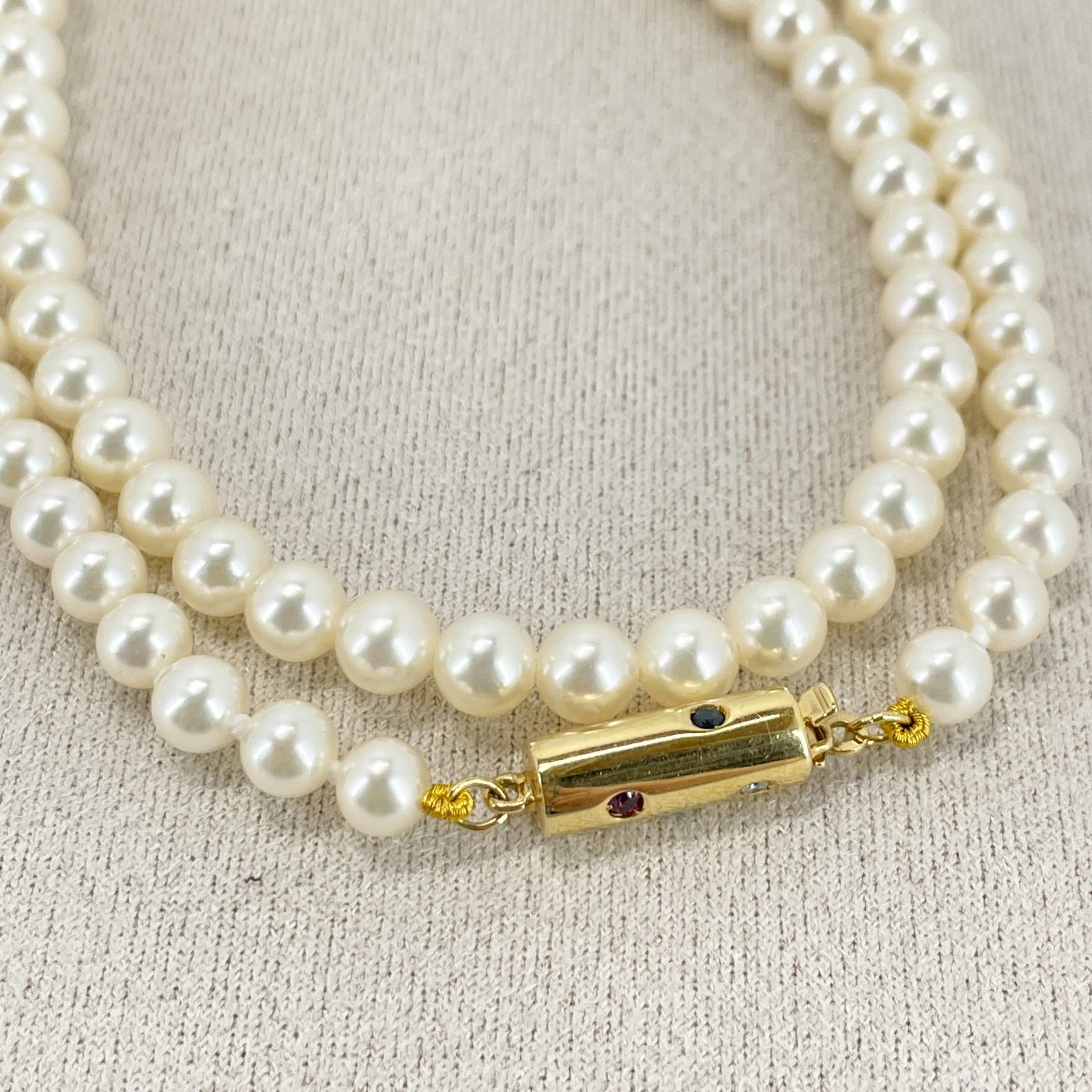 4.5～5.0mm】ミキモト 希少 ベビーパール×ダイヤモンド×サファイア  