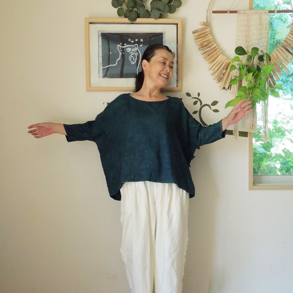 asana HEMP100% テロテロ カットソー草木染めMインディゴ