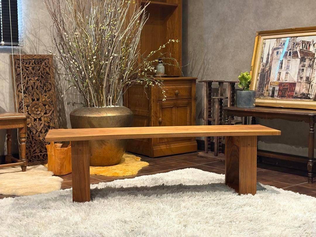 ウォールナット 無垢材ベンチ