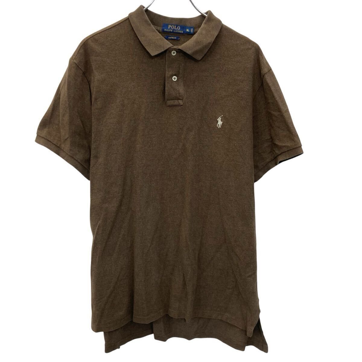 美品1回着用のみPolo Ralph Laurenブラウンベージュ半袖トレーナー POLO RALPH LAUREN 半袖 ロゴ ポロシャツ XL ブラウン ポロ