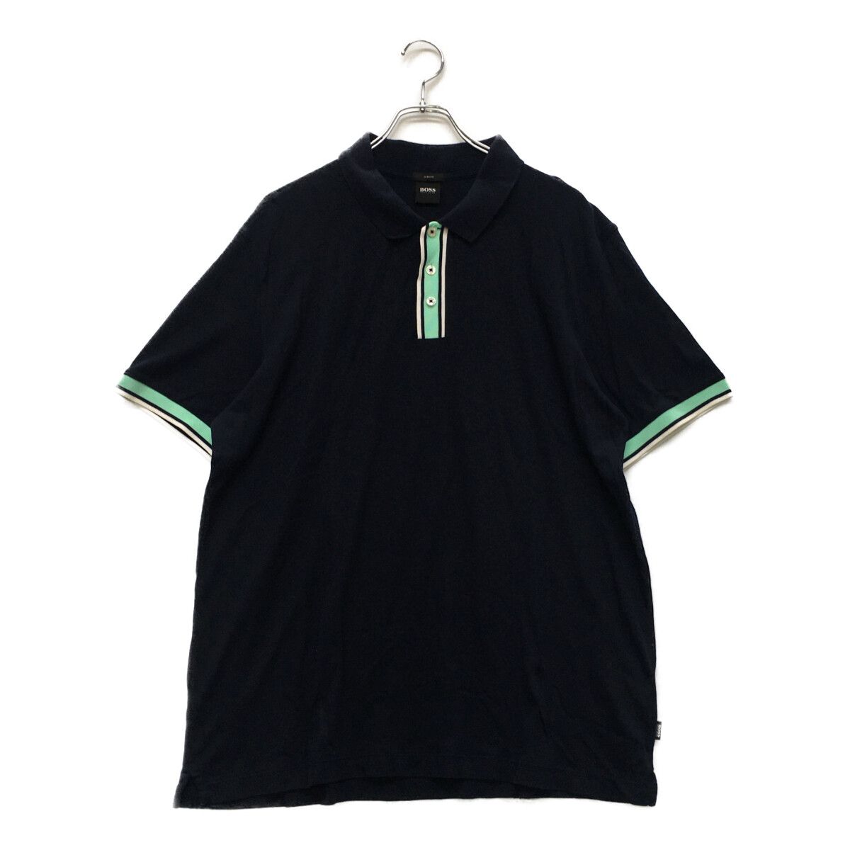 中古 メンズ ヒューゴボス HUGO BOSS 半袖ポロシャツ XXL 紺 ネイビー シンプル