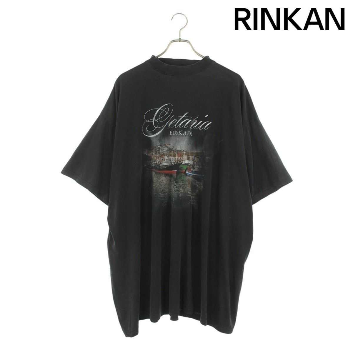 バレンシアガ 811688 TRVQ4 EUSKADIプリントヴィンテージ加工Tシャツ メンズ 4