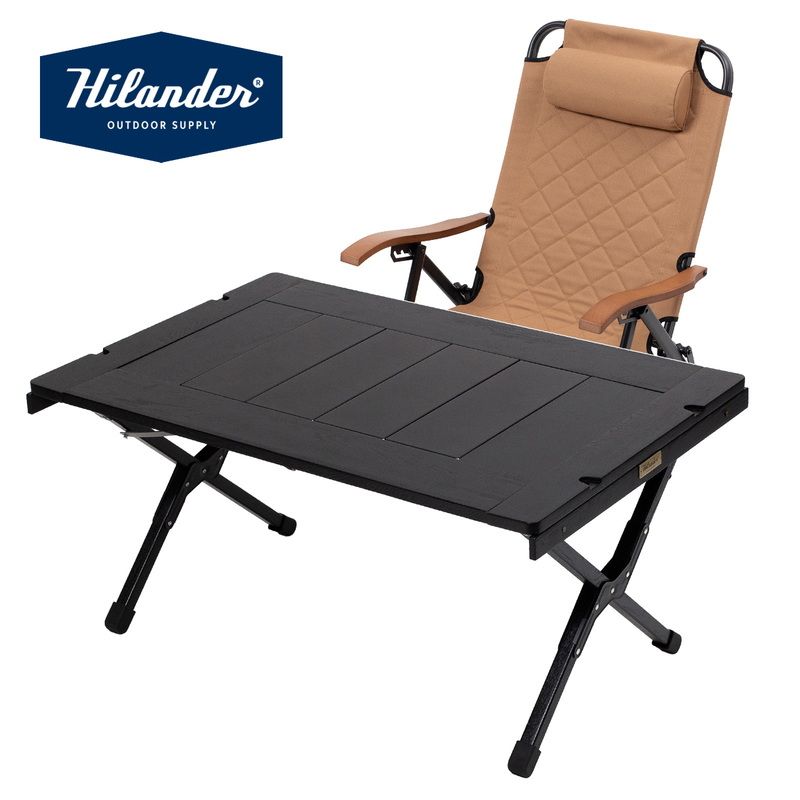 Hilander ハイランダー シェフテーブルlight 90 クライマックスローチェアSTセット テーブル BLACK チェア キャメル