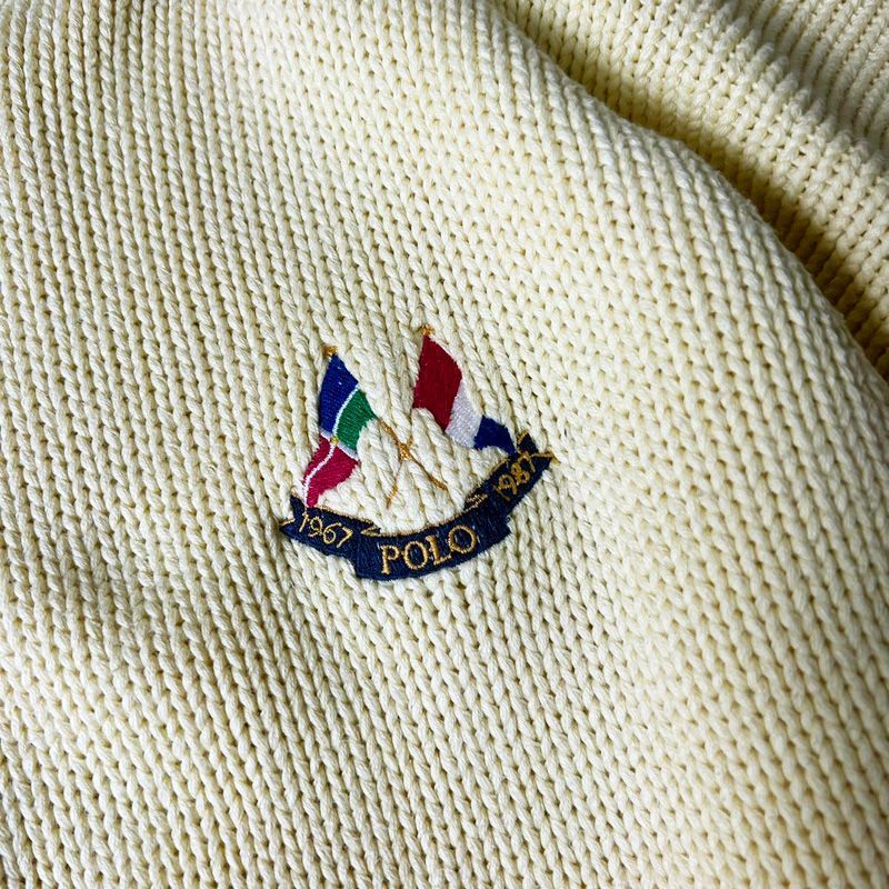 希少 80s POLO RALPH LAUREN クロスフラッグ ボートネック コットン