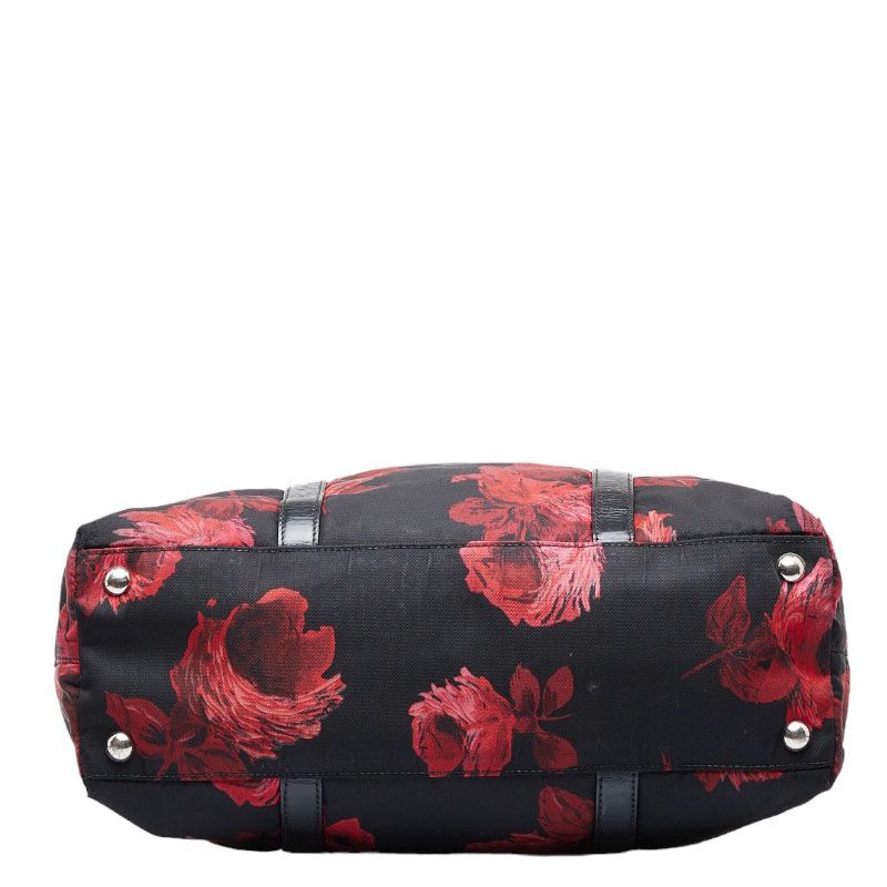 プラダ 三角ロゴプレート ポコノ 花柄 フラワー ローズ ハンドバッグ  