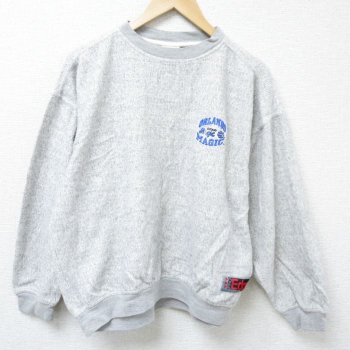 XL/古着 長袖 スウェット メンズ 90s NBA オーランドマジック 表起毛 クルーネック グレー 霜降り バスケットボール 24sep20 中古 スエット