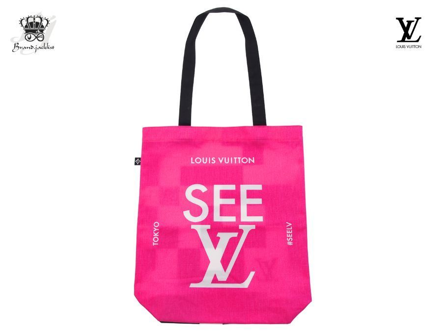 ルイヴィトン ノベルティ SEELV トートバッグ SEELV展 TOKYO 東京 2025 両面デザイン 黒白×ピンク LOUIS VUITTON Used 開封品