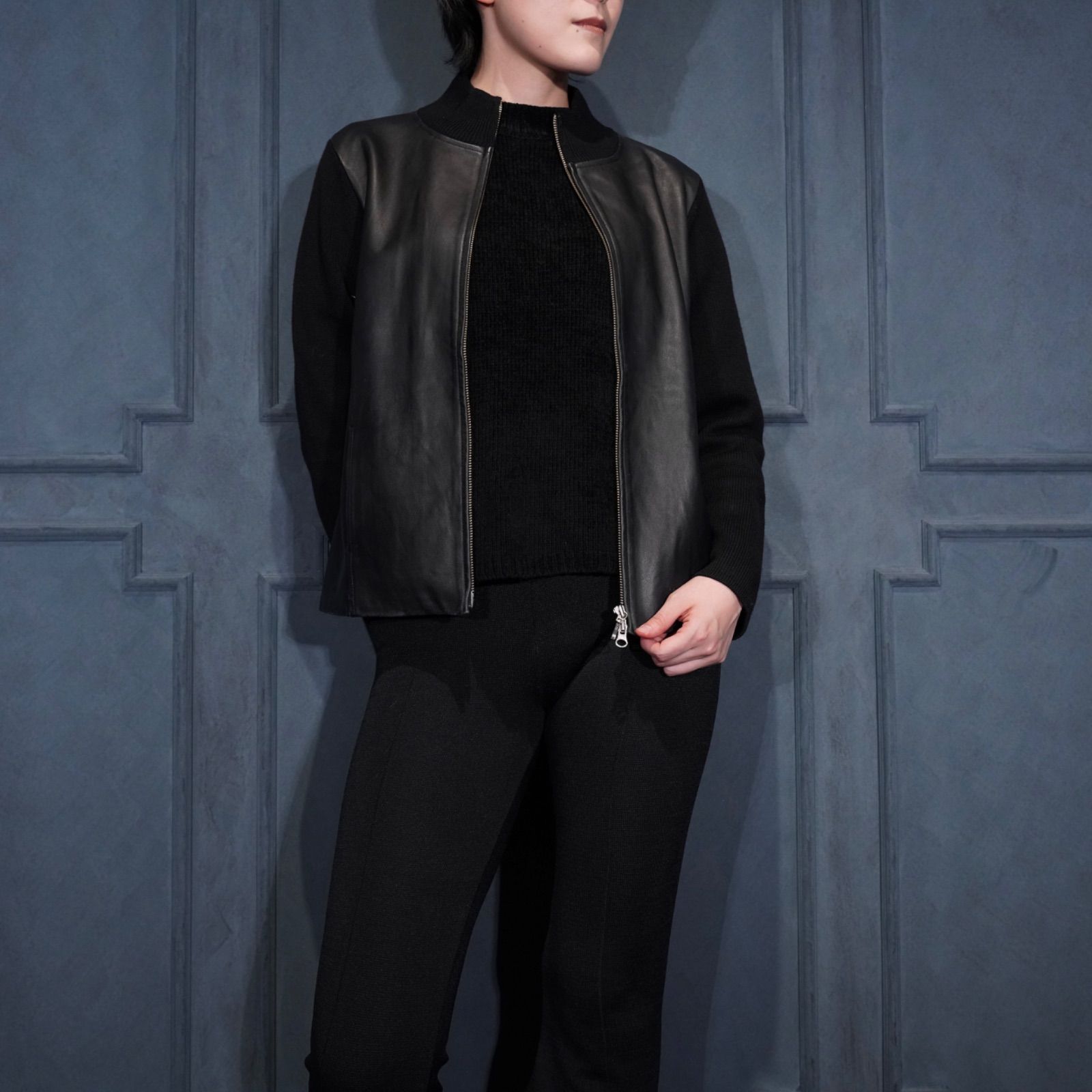 アメリカ古着ペンドルトンニットレザージップアップドライバーズブルゾン