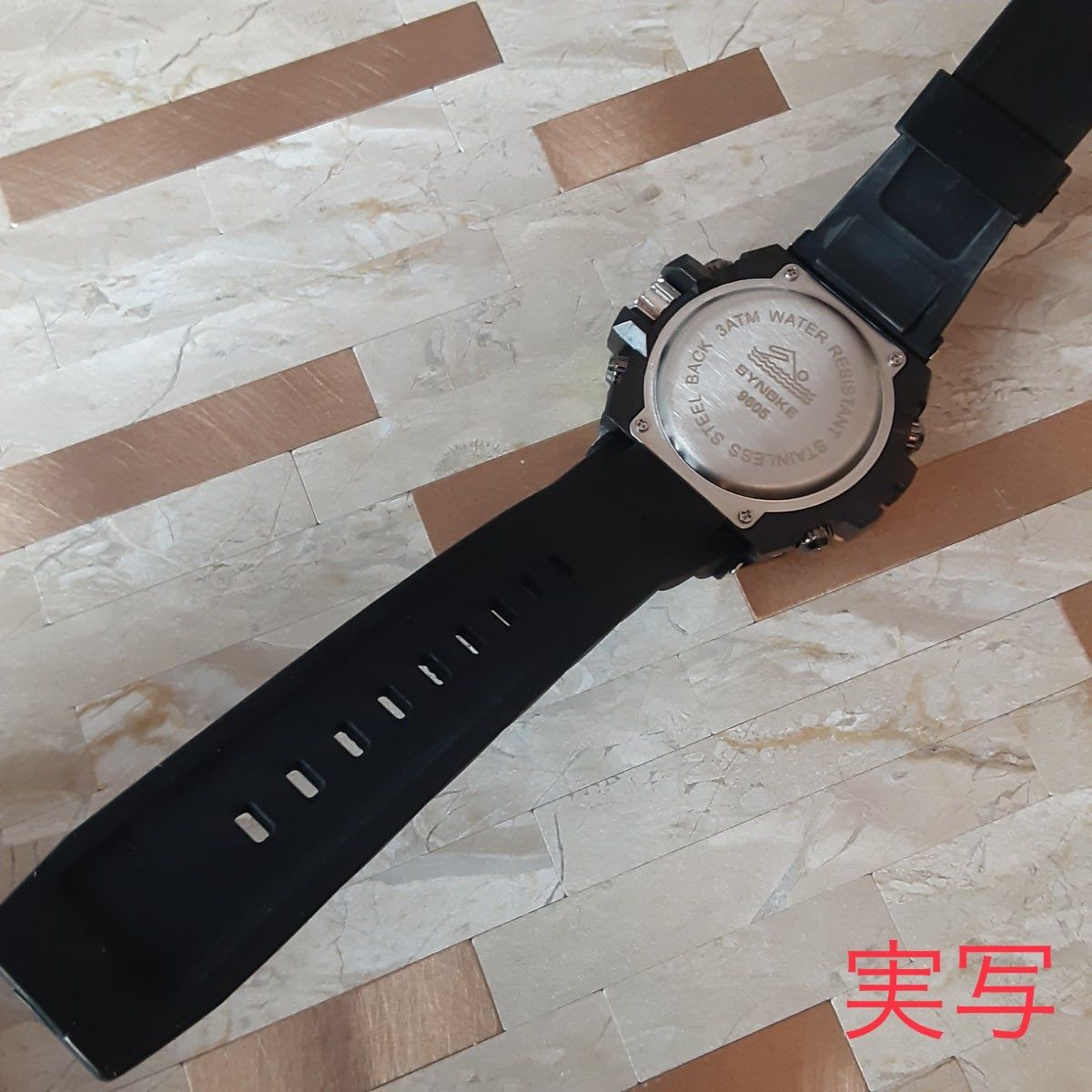 16送料込 海外 SINOKE 腕時計デジタル 多機能 LED ブラックゴールド-6