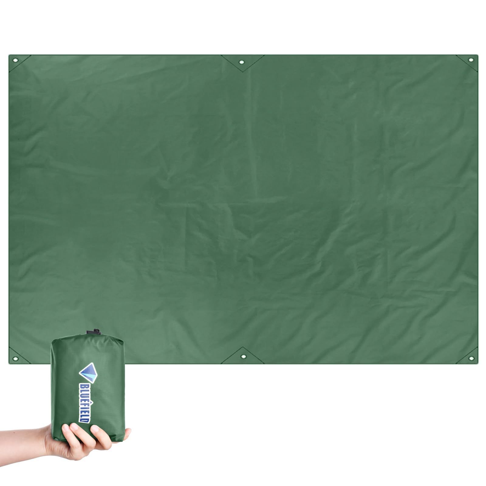 TRIWONDER Multifunctional Tarp, Awning, Ground Sheet, Waterproof Sheet, Lightweight, Small Tent Sheet, Camping Mat with Storage Bag (Green S - 220x150 cm)