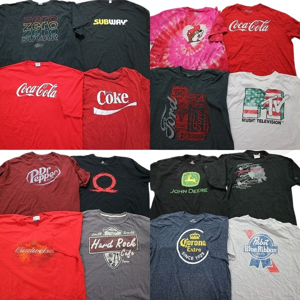 古着卸 まとめ売り 有名企業 半袖Tシャツ 16枚セット (メンズ 2XL /3XL ) コカ・コーラ SUBWAY ドクターペッパー MS9441