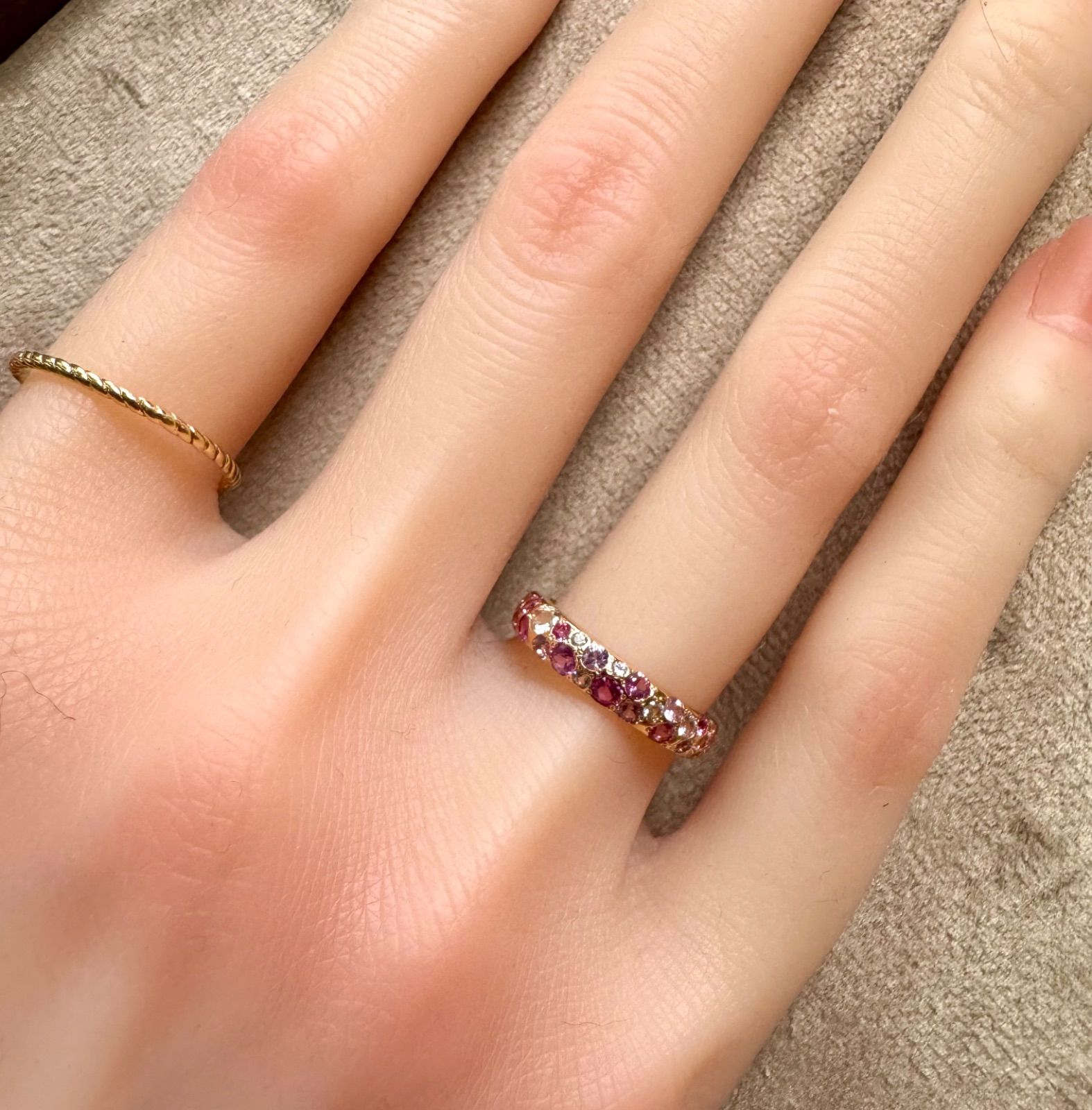 STAR JEWELRY マルチストーン　パヴェリング　K10 9号 スタージュエリー◇K18PG*マルチカラーストーンパヴェリング