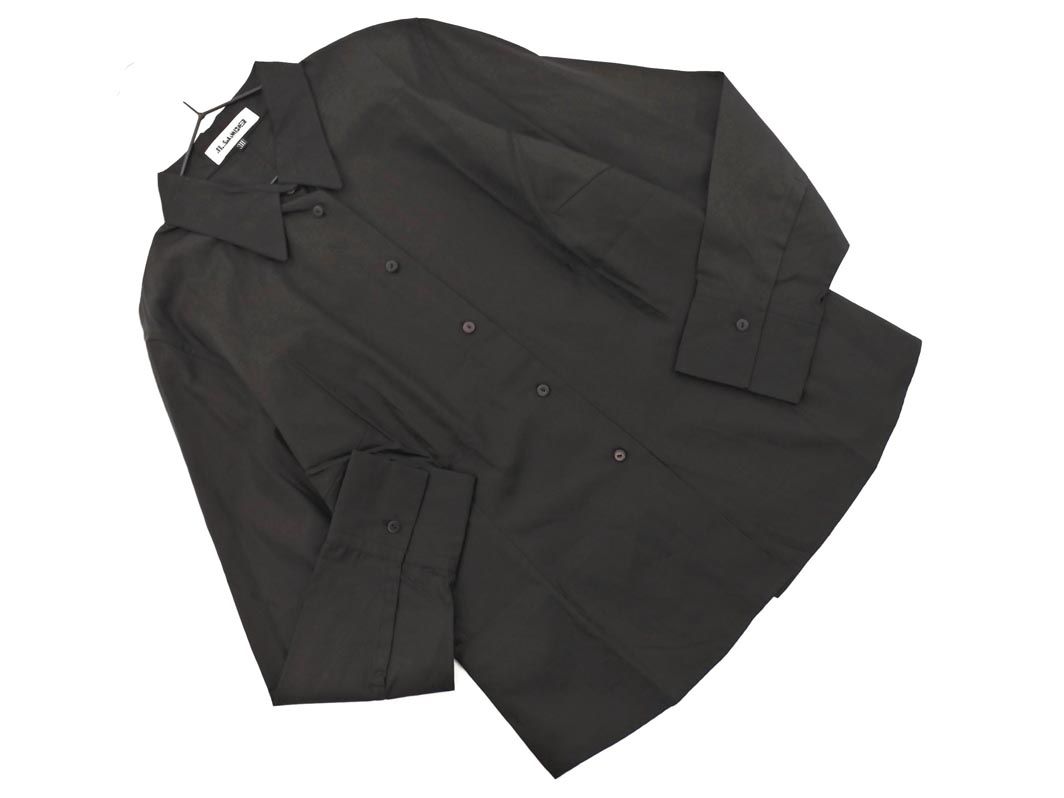 JIL SANDER ジルサンダー 長袖 襟シャツ ブラック 38 111374936 JIL SANDER ジルサンダー 19AW ベルテッド 比翼ボタン 長袖シャツ