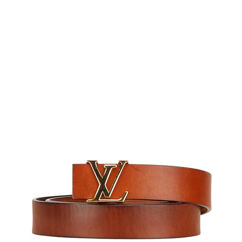 ルイ ヴィトン サンチュール イニシアル ベルト 85 34 M6903 ブラウン ゴールド レザー メッキ レディース LOUIS VUITTON 1-0231167