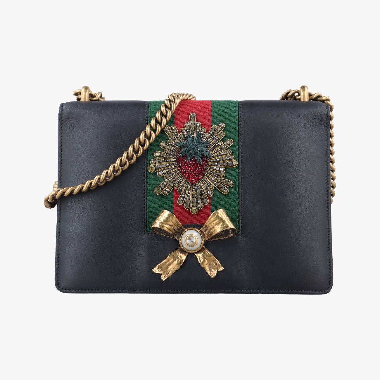 グッチGucciピオニー アイブラックｘマルチカラーレザー432280E020324731
